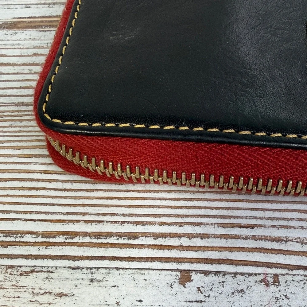 Dooney & Bourke Black Leather Wallet with Red Trim - Picture 6 of 11